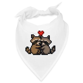 Pixelherz Waschbären Retro Pixelkunst - Bandana - Weiß - Vorne