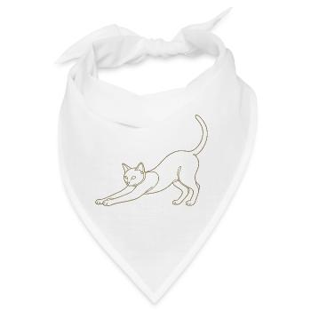 Minimalistische Silhouette Katze Katzenbuckel Stre - Bandana - Weiß - Vorne