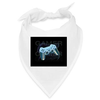 Neonblauer Controller 3D - Bandana - Weiß - Vorne