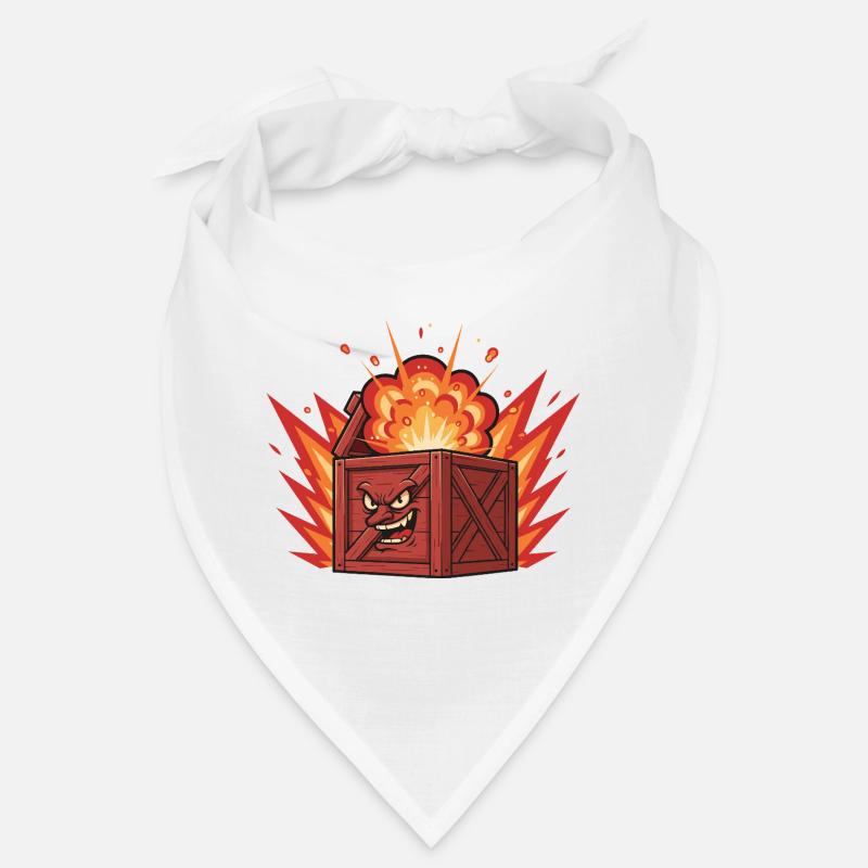 Exploding wooden box with a grim face Bandana