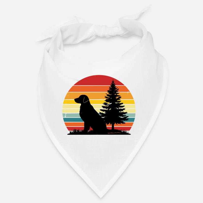 Silhouette rétro de chien Coucher de soleil - Bandana - blanc