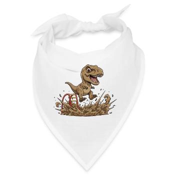 Dino Sprung im Schlamm - Bandana - Weiß - Vorne