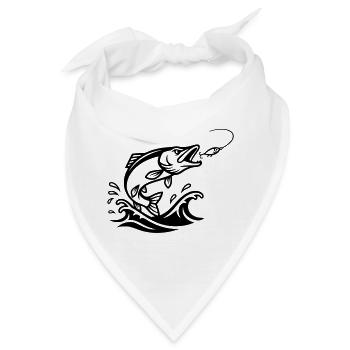 Hecht Raubfisch Schwarz Outline - Bandana - Weiß - Vorne