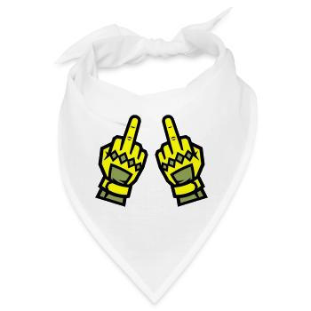 Zwei Mittelfinger Handschuhe Gelb Symbol - Bandana - Weiß - Vorne