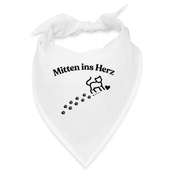 Mitten ins Herz Katzenmotiv - Bandana - Weiß - Vorne