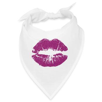 Kussmund mit Lippenstift Lippe Abdruck pink - Bandana - Weiß - Vorne