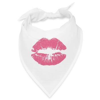 Kussmund mit Lippenstift Lippe Abdruck rosa - Bandana - Weiß - Vorne