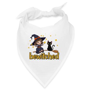 Hexe und Katze im Sternenzauber - Bandana - Weiß - Vorne