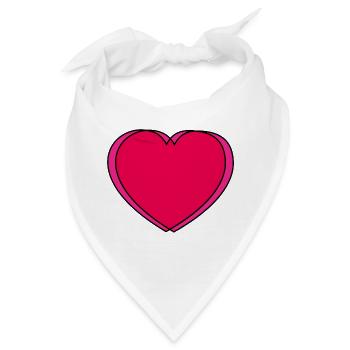 Pop-Art Herz in Pink & Rot - Bandana - Weiß - Vorne