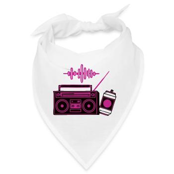 Neon Boombox Radio Grafik - Bandana - Weiß - Vorne