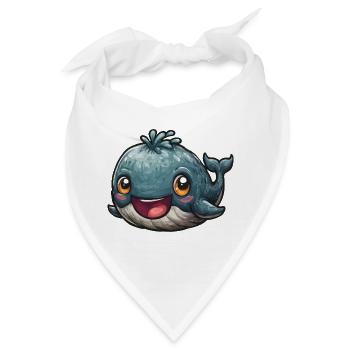 Kuschelige Blauwal-Illustration - Bandana - Weiß - Vorne