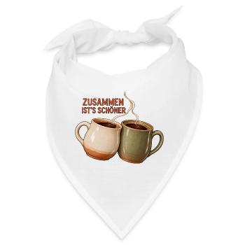 Zusammen ist's schöner - Zwei Kaffeetassen - Bandana - Weiß - Vorne
