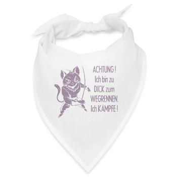 Dicke Katze, zu dick zum Wegrennen - Bandana - Weiß - Vorne