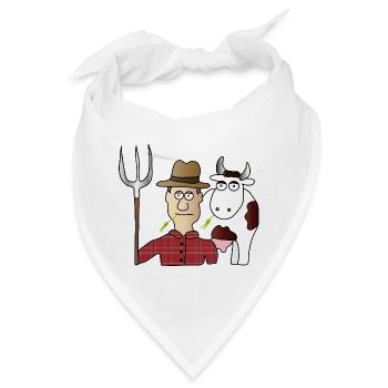 Bauer & Kuh | Landwirt | Kühe | Melken | Mistgabel - Bandana - Weiß - Vorne
