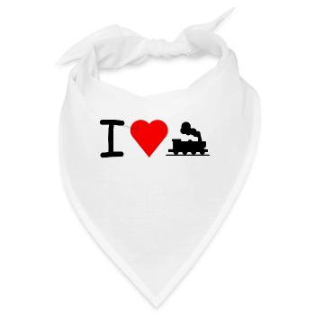 I love Lok Eisenbahn Lokomotive Bahn - Bandana - Weiß - Vorne