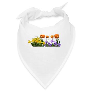 daffodils roses rosen blumen flowers tulips tulpen - Bandana - Weiß - Vorne