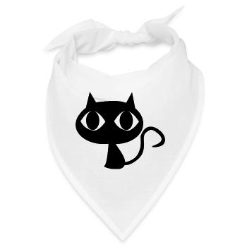 Schwarze Katze - Bandana - Weiß - Vorne