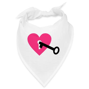 Herz und Schlüssel - Bandana - Weiß - Vorne