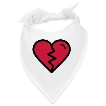 Gebrochenes Herz, Herzschmerz,unglücklich verliebt - Bandana - Weiß - Vorne