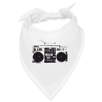 Ghetto blaster vintage, hip hop oldschool - Bandana - Weiß - Vorne