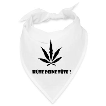 Cannabis Hanf kiffen Tüte - Bandana - Weiß - Vorne
