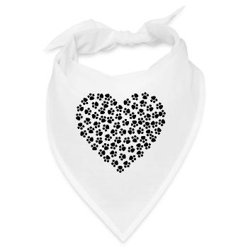 Katzen Tatzen Herz - Bandana - Weiß - Vorne