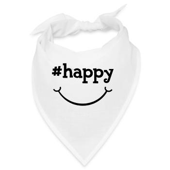 Happy - Hashtag - Bandana - Weiß - Vorne