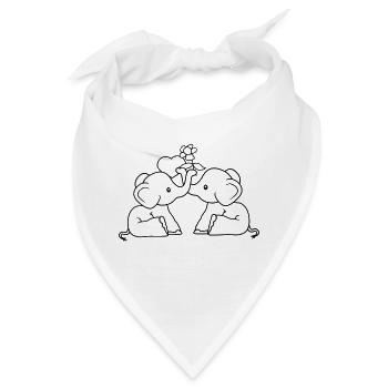 2 elefanten liebe herz paar paerchen verliebt blum - Bandana - Weiß - Vorne