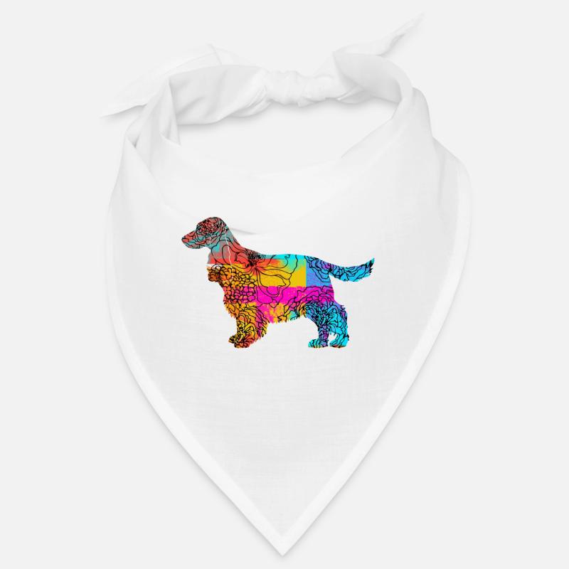 Cocker Spaniel Flowers - Bandana - Weiß