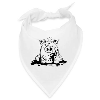 Ferkelchen - Wutz - Schwein - Sau - Fun - Bandana - Weiß - Vorne