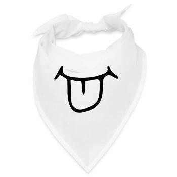 Zunge rausstrecken. Mund Zunge - Bandana - Weiß - Vorne