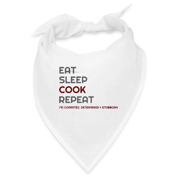 Ich liebe Kochen, Cook Eat Sleep Cook Repeat, - Bandana - Weiß - Vorne