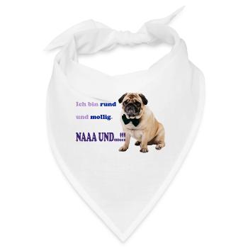 Mops rund und mollig - Bandana - Weiß - Vorne