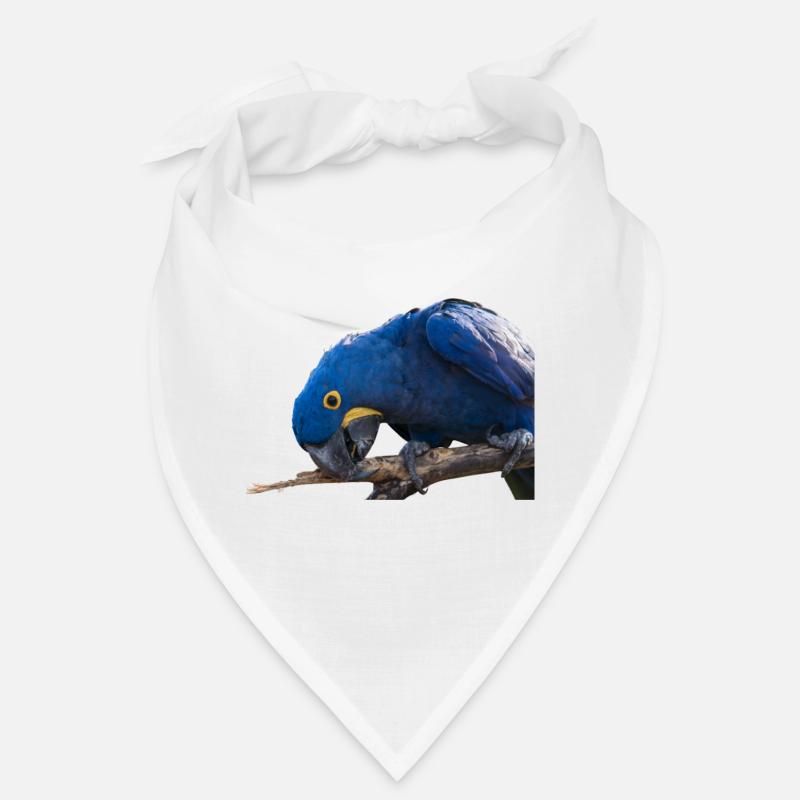 Vue de visage de perroquet d’ara de Jacinth - Bandana - blanc