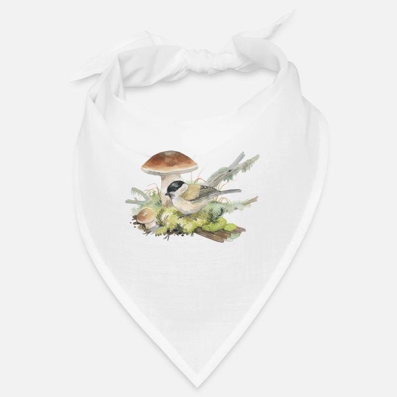Dessin à l’aquarelle du sol de la forêt de champignons Bandana