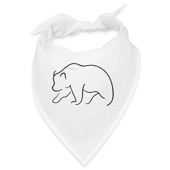 Bär Line Art - Wallstreet Minimalistisch - Bandana - Weiß - Vorne