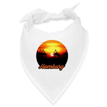 Hamburg Sonnenuntergang Hafen - Bandana - Weiß - Vorne