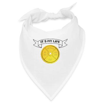 Weight Plate Banner "It´s My Life" schwarz - Bandana - Weiß - Vorne