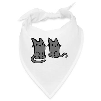 2 Katzen Freunde Team - Bandana - Weiß - Vorne
