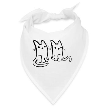 Team 2 Katzen Freunde - Bandana - Weiß - Vorne