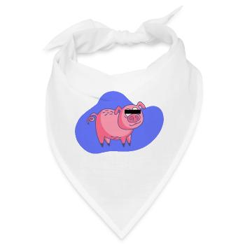 Cartoon Schwein - Bandana - Weiß - Vorne
