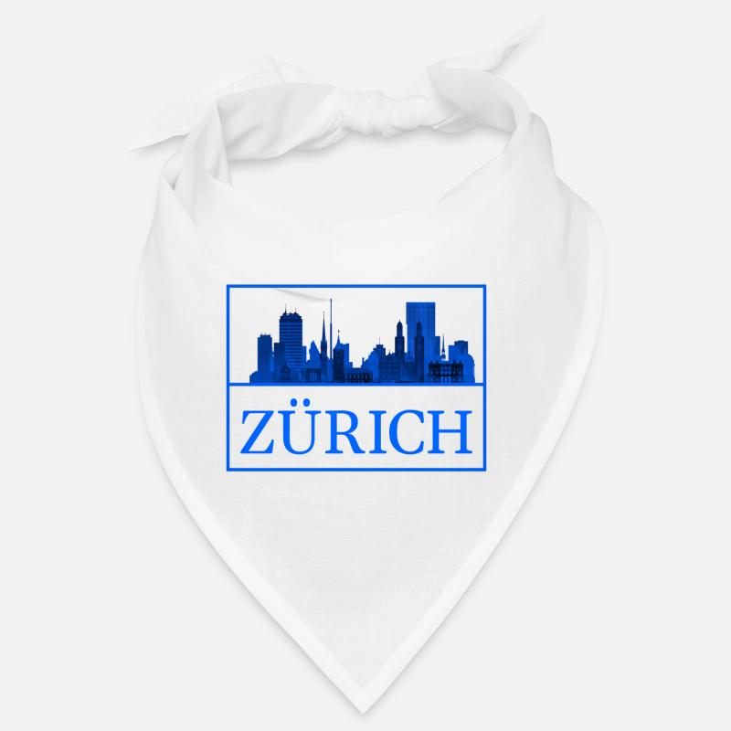 Zurich Skyline Blue Silhouette Bandana