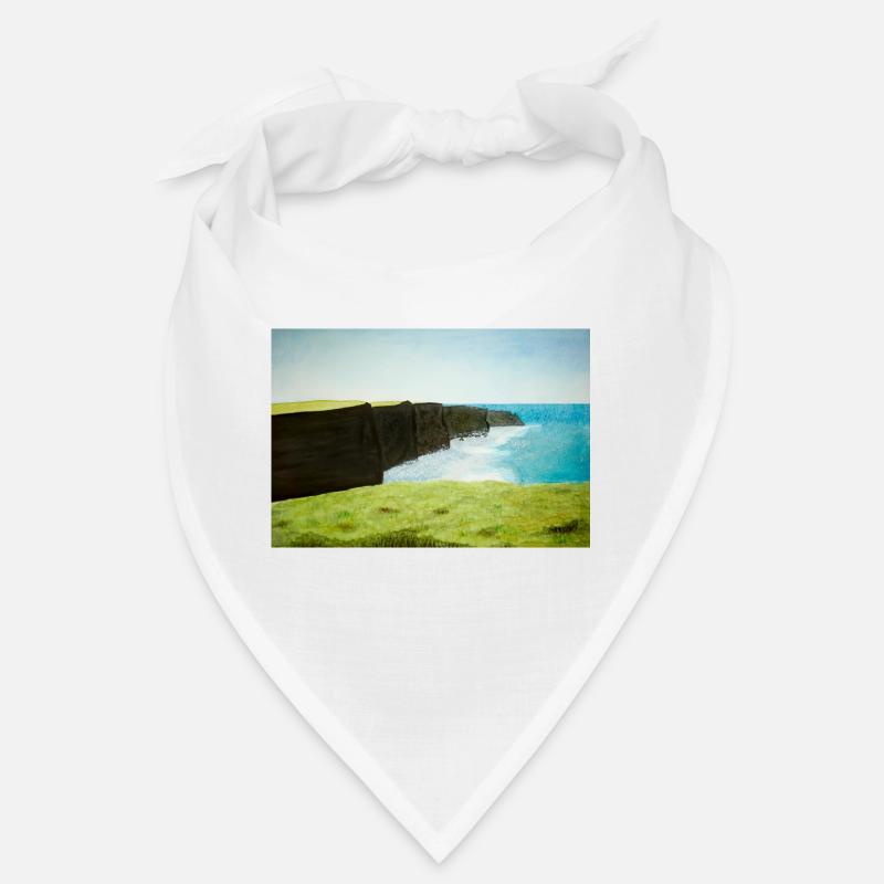 Falaises De Moher Aquarelle Peinture - Bandana - blanc