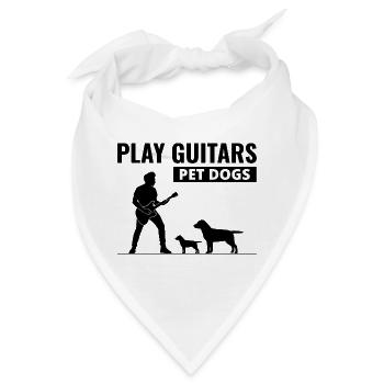 Spielen Gitarren Pet Dogs Musik Musiker Bassist Funny - Bandana - Weiß - Vorne