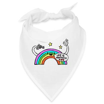 Satire Regenbogen "Das Leben ist wertlos" - Bandana - Weiß - Vorne
