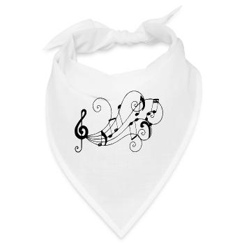 Musikalische Noten - Bandana - Weiß - Vorne