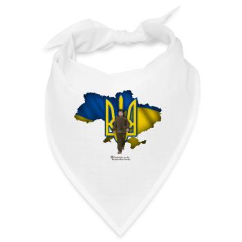 Ukraine Umriss Dreizack Selenskyj - Bandana - Weiß - Vorne