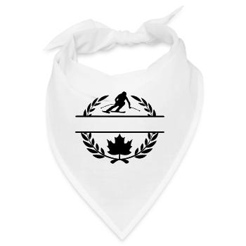 Kanada-Ahornblatt-Abfahrtsskifahrer im Lorbeerkranz - Bandana - Weiß - Vorne
