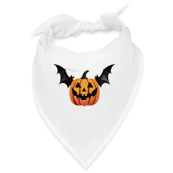 Schauriger Fledermaus-Kürbiskopf mit Flügeln - Bandana - Weiß - Vorne