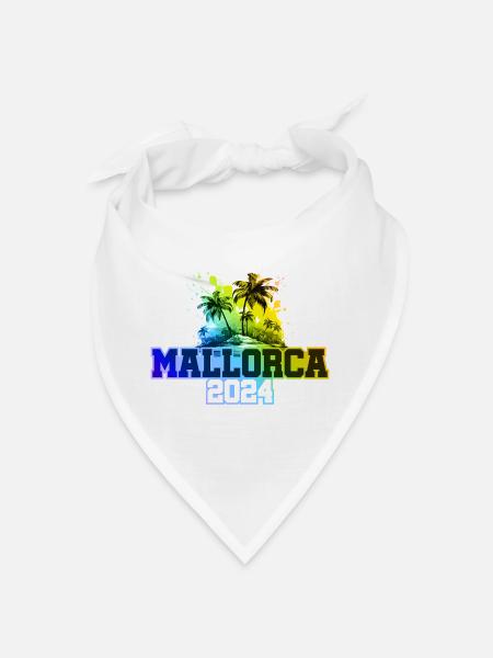 Mallorca 2024 Urlaub Palmen Bunt - Bandana - Weiß